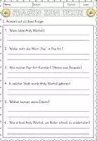 Vorschau - Arbeitsblätter - Andy Warhol – Pop Art, Lesen und Verstehen Arbeitsblätter mit Lesetext, Fragen - Seite 3