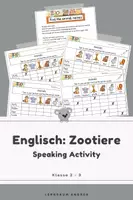 Vorschau - Arbeitsblätter - Englisch – Zootiere | Animals | Speaking Activity | Klasse 2-3 - Deckblatt