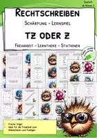 Vorschau - Spiele - Freche Vögel – Rechtschreibspiel zu „tz oder z“ - Deckblatt