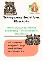 Vorschau - Bildkarten - Sozialformen Karten Grundschule – Waschbär Klassentier (Freebie) - Deckblatt