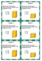 Vorschau - Stationenlernen - 36 Aufgabenkarten Volumen und Oberfläche Quader - Seite 3