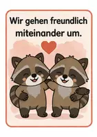 Vorschau - Poster - Klassenregeln Grundschule – Regelkarten mit Klassentier Waschbär - Seite 1