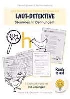 Vorschau - Arbeitsblätter - Stummes h / Dehnungs-h | Lesetext & Arbeitsblätter differenziert (Klasse 3/4) | Laut-Detektive - Deckblatt