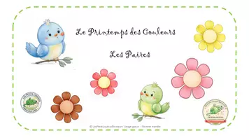 Aperçu - Jeux - FICHES COULEURS OISEAUX FLEURS - LES PAIRES PDF - Page de couverture