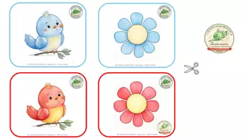 Aperçu - Jeux - FICHES COULEURS OISEAUX FLEURS - LES PAIRES PDF - Page 1