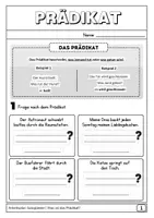 Vorschau - Arbeitsblätter - SATZGLIEDER Subjekt und Prädikat - Arbeitsblätter - Seite 1