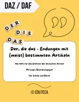 Vorschau - Arbeitsblätter - Der die das - Endungen und Artikel Legespiel - Deckblatt