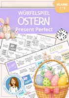 Vorschau - Arbeitsblätter - PRESENT PERFECT 🎲 Talk about your Easter Holidays | Würfelspiel (Oster Ferien) - Deckblatt