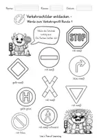Vorschau - Arbeitsblätter - Verkehrsschilder ausmalen –Verkehrserziehung (3./4. Klasse) - Seite 1