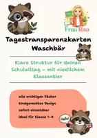 Vorschau - Bildkarten - Tagestransparenzkarten Grundschule – Waschbär Klassentier - Deckblatt