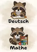 Vorschau - Bildkarten - Tagestransparenzkarten Grundschule – Waschbär Klassentier - Seite 1