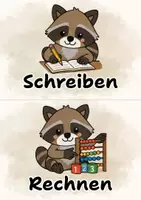 Vorschau - Bildkarten - Tagestransparenzkarten Grundschule – Waschbär Klassentier - Seite 2