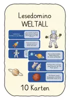 Vorschau - Spiele - Kl. 2/3: Lesedomino "Die Reise in das Weltall" - Deckblatt