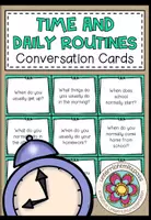 Vorschau - Stationenlernen - Time and daily routines - Conversation Cards - Deckblatt