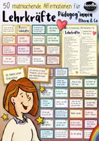 Vorschau - Mal- und Bastelvorlagen - FREEBIE: 50+ mutmachende Affirmationen für Lehrkräfte / Lehrer*innen Mutmacher - Deckblatt