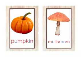 Vista previa - Tarjetas / Manipulativos - INGLÉS - Vocabulario letra minúscula imprenta (otoño) - página 1