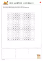 Vorschau - Arbeitsblätter - Word Search Englisch: Food and Drinks - Seite 1