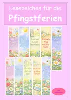 Vorschau - Mal- und Bastelvorlagen - Lesezeichen Pfingstferien - Feriengrüße - Wünsche für die Ferien - Deckblatt