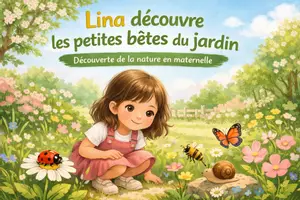 Aperçu - Préparation de séance / Séance complète - Kamishibaï – Lina découvre les petites bêtes du jardin - Page de couverture