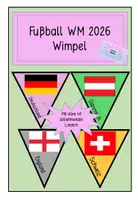 Vorschau - Mal- und Bastelvorlagen - Fußball WM Weltmeisterschaft 2026 : Flaggen wimpel - Deckblatt