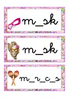 Vista previa - Tarjetas / Manipulativos - INGLÉS - Grafía de vocales minúscula ligada (carnaval) - Portada