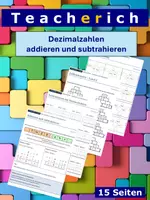 Vorschau - Arbeitsblätter - Dezimalzahlen addieren und subtrahieren - Deckblatt