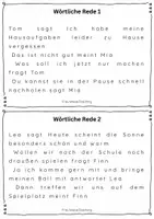Vorschau - Aufgabenkarten - wörtliche Rede - Fraiarbeitskartei - Seite 1