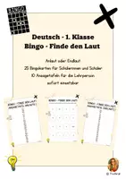 Vorschau - Stationenlernen - Anlaut- & Endlaut-Bingo – Laute hören (1. Klasse) - Deckblatt