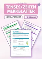 Vorschau - Arbeitsblätter - Zeiten Merkblätter (Tenses) Paket - Deckblatt