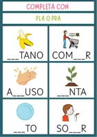 Vista previa - Tarjetas / Manipulativos - COMPLETAR CON SÍLABAS TRABADAS PR-PL - página 1