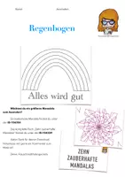 Vorschau - Mal- und Bastelvorlagen - Ausmalbild Regenbogen - Alles wird gut - Deckblatt