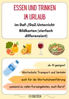 Vorschau - Spiele - Bildkarten: Essen und Trinken im Urlaub DaF/DaZ Deutsch - Deckblatt