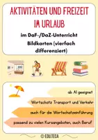 Vorschau - Spiele - Bildkarten: Aktivitäten und Freizeit im Urlaub DaF/DaZ Deutsch - Deckblatt