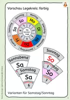 Vorschau - Mal- und Bastelvorlagen - Wochentage lernen – Legekreis für Grundschule & Förderschule | Morgenkreis, Zeitstruktur & UK - Seite 3