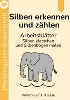 Vorschau - Arbeitsblätter - Silben erkennen und zählen (Silben klatschen + Silbenbögen) | Phonologische Bewusstheit | Vorschule, 1. Klasse - Deckblatt
