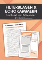 Vorschau - Arbeitsblätter - Filterblasen und Echokammern - Infotext und Steckbrief (Gefahren für die Demokratie) - Deckblatt