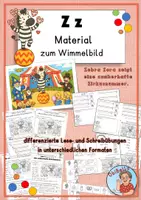 Vorschau - Arbeitsblätter - Buchstabe Z z: Material zum Wimmelbild - Deckblatt