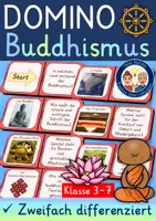 Vorschau - Mal- und Bastelvorlagen - Buddhismus Weltreligion DOMINO Spiel Ethik Religion - Deckblatt