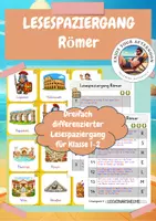 Vorschau - Arbeitsblätter - Lesespaziergang Römer 🛡️🏛️ | dreifach differenziert – Klasse 1–2 | Sachunterricht & Lesen - Deckblatt