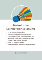 Vorschau - Stundenentwürfe - Badminton - Lernbereichsplanung - Deckblatt