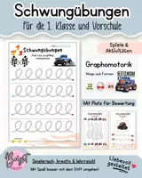 Vorschau - Arbeitsblätter - Schwungübungen Monstertruck: Graphomotorik & Nachspuren für Kindergarten. - Deckblatt