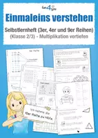 Vorschau - Arbeitsblätter - Einmaleins verstehen – Selbstlernheft (3er, 4er & 9er Reihen) Klasse 2/3 | Multiplikation vertiefen - Deckblatt
