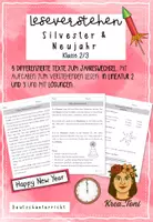 Vorschau - Arbeitsblätter - Lesen üben: Leseverstehen & Leseverständnis Silvester und Neujahr – 5 Texte mit Aufgaben & Lösungen (Klasse 2–3) - Deckblatt