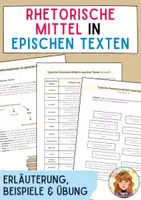 Vorschau - Arbeitsblätter - Rhetorische Mittel in epischen Texten / Übersicht mit Beispielen und Übung / Stilmittel - Deckblatt