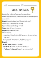 Vorschau - Arbeitsblätter - QuestionTags- Grammar Worksheet - Deckblatt