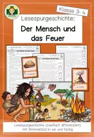 Vorschau - Arbeitsblätter - Lesespurgeschichte: Der Mensch und das Feuer (Sachunterricht Lesen Grundschule Klasse u und 4) - Deckblatt