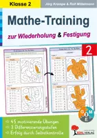 Vorschau - Unterrichtsreihen - Mathe-Training zur Wiederholung und Festigung Klasse 2 | Mathematik Grundschule Förderschule | Einmaleins, Addition, Subtraktion, Differenzierung, Zahlenraum 100, Lösungen - Deckblatt
