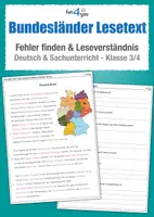 Vorschau - Arbeitsblätter - Bundesländer Lesetext – Fehler finden & Leseverstehen trainieren (Deutsch & Sachunterricht Klasse 3/4) - differenziert - Deckblatt