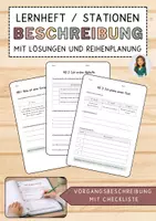 Vorschau - Stundenentwürfe - Vorgangsbeschreibung mit Checkliste – Lernheft / Stationen mit Lösungen und Reihenplanung - Deckblatt