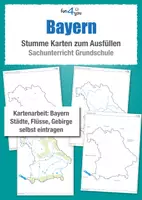 Vorschau - Arbeitsblätter - Bayern – Stumme Karten zum Ausfüllen (Sachunterricht/Geografie, Grundschule) - Deckblatt